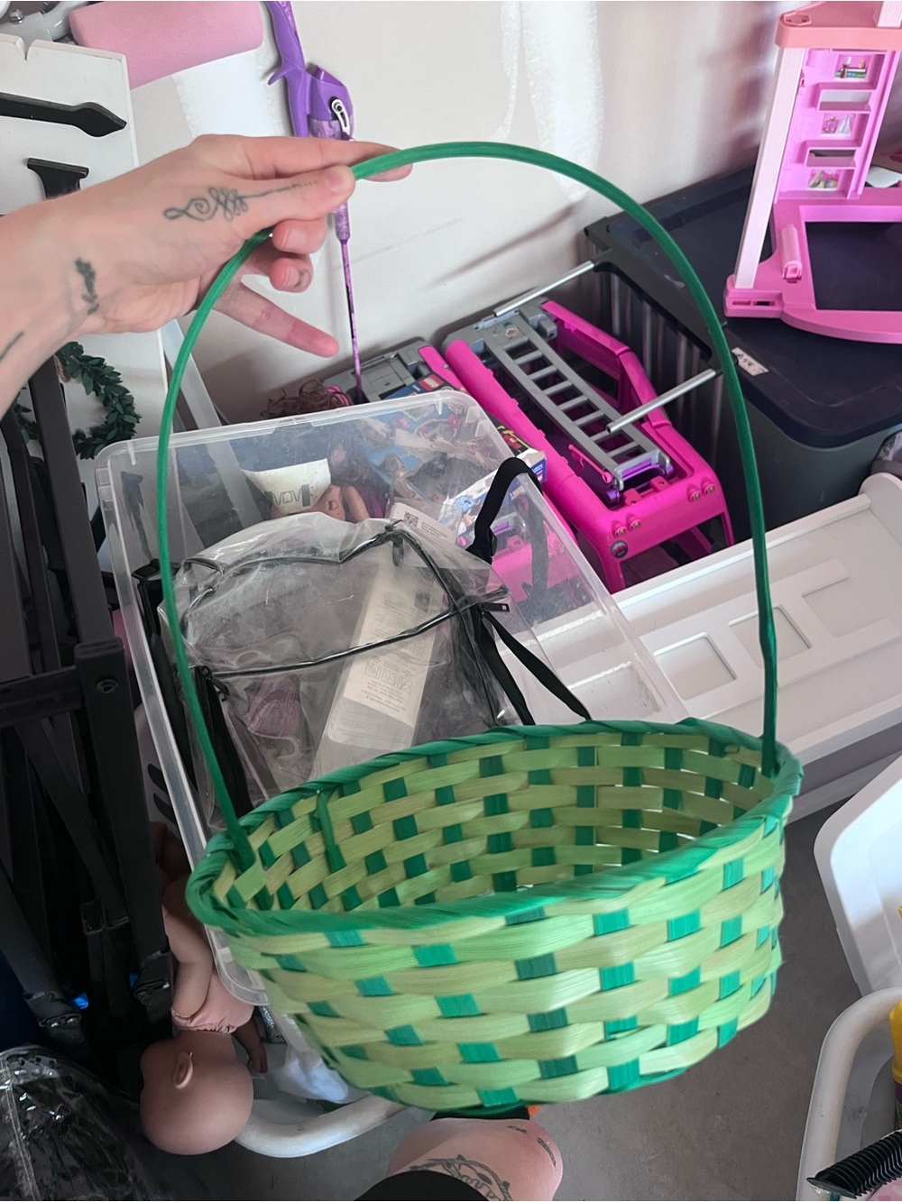 Green Woven Easter Basket - Unbranded